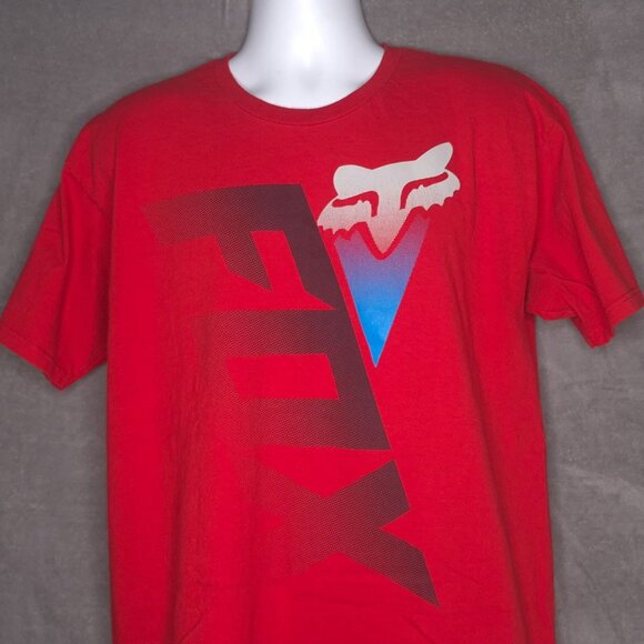 Fox Racing Mens Graphic T-shirt Large Short Sleeve Tee Crew Neck Red - Picture 1 of 4